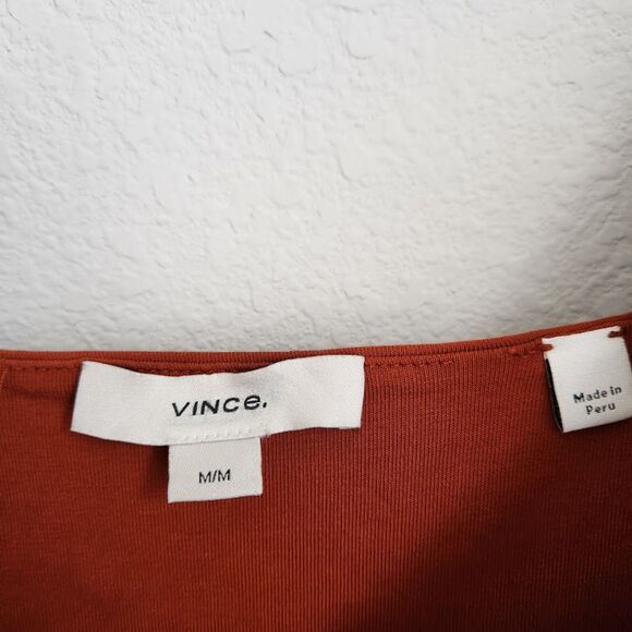 Vince Stretch Pima Cotton Square-Neck Long Sleeve Top | Size M - Picture 5 of 8